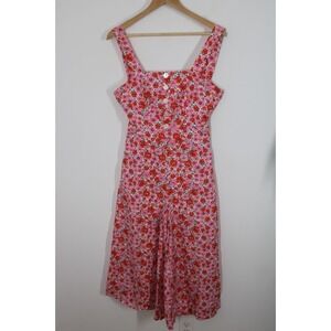 Yumi Kim M Pink Orange Floral Tie-Back Wide Leg Crop Tank Sleeveless Jumpsuit